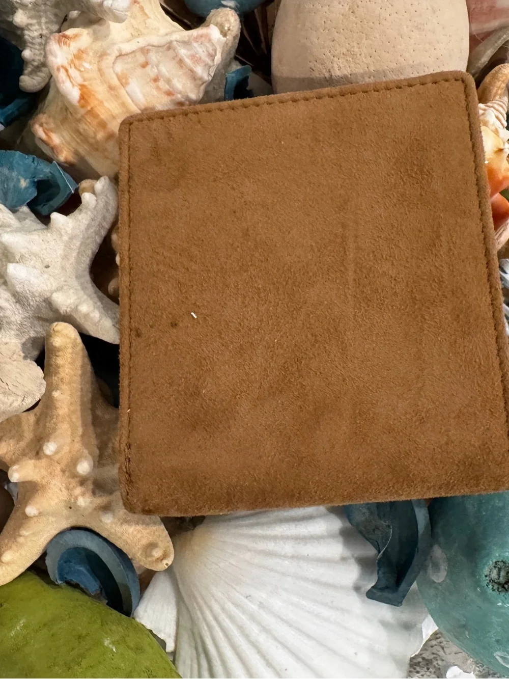 Orvis Brown Suede Card & Key Holder  has a small ink mark